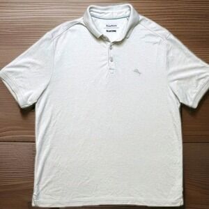 Tommy Bahama Island Zone Polo Shirt Mens XXL/TTG Cream Beige Short Sleeve Golf
